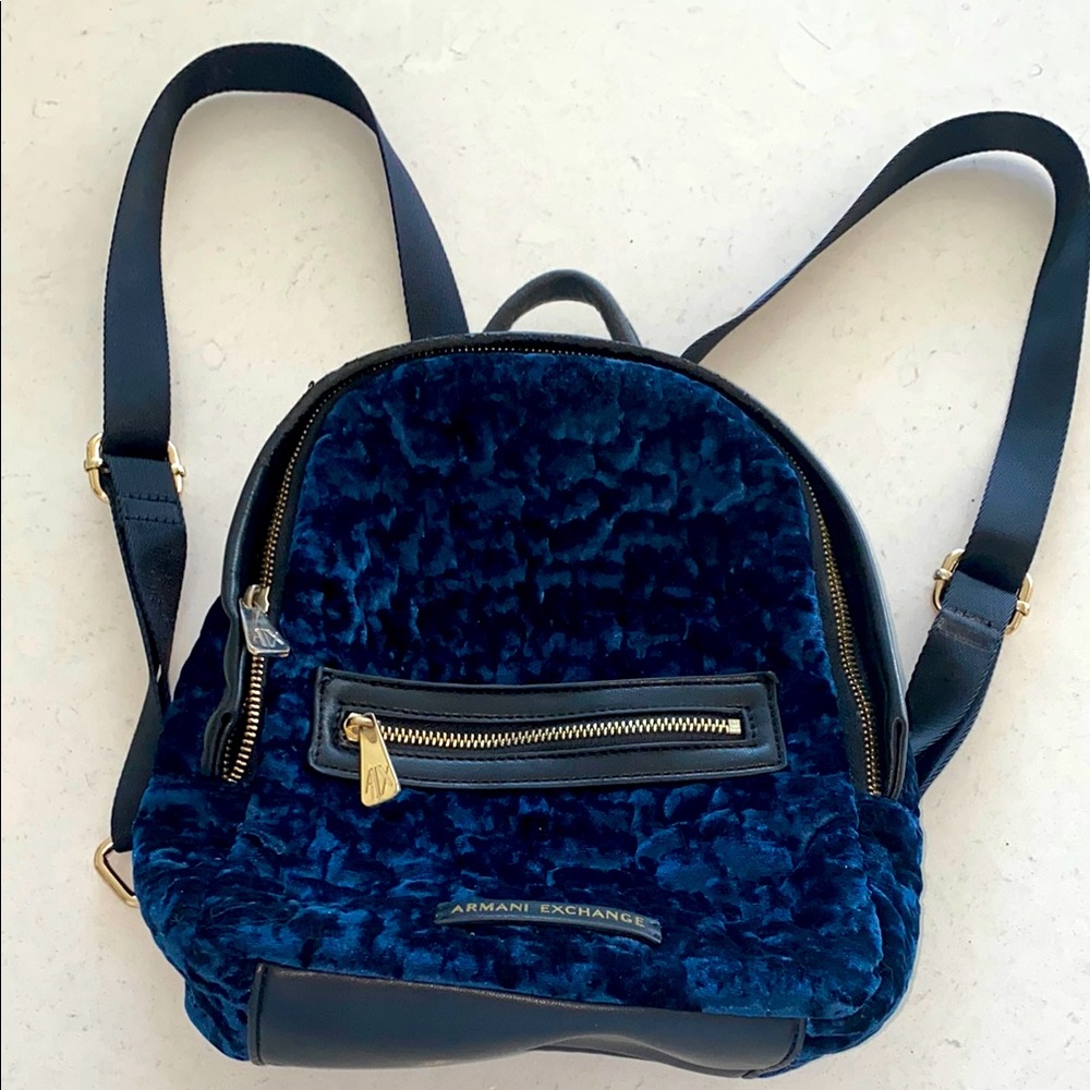 Armani Exchange Blue Velvet Backpack